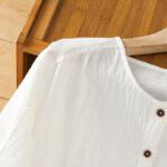 Buddha Stones Casual Plain Buttons Half Sleeve Women's Cotton Linen Shirt With Pocket - image 20