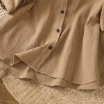 Buddha Stones Casual Plain Buttons Half Sleeve Women's Cotton Linen Shirt With Pocket - image 34