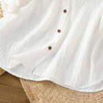 Buddha Stones Casual Plain Buttons Half Sleeve Women's Cotton Linen Shirt With Pocket - image 25