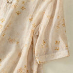 Buddha Stones Casual Printing Frog-Buttons Lapel Half Sleeve Women's Cotton Shirt - image 14