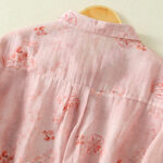 Buddha Stones Casual Printing Frog-Buttons Lapel Half Sleeve Women's Cotton Shirt - image 5