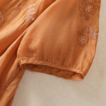 Buddha Stones Embroidery Floral Hem Slit Women's Cotton Linen T-Shirt - image 15
