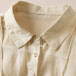 Buddha Stones Retro Plain Fake Two Pieces Button Design Women's Cotton Linen Shirt - image 39