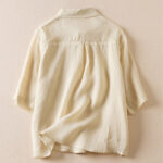 Buddha Stones Retro Plain Fake Two Pieces Button Design Women's Cotton Linen Shirt - image 37