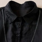 Buddha Stones Retro Plain Fake Two Pieces Button Design Women's Cotton Linen Shirt - image 29
