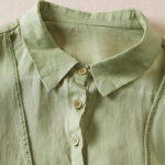 Buddha Stones Retro Plain Fake Two Pieces Button Design Women's Cotton Linen Shirt - image 21