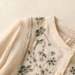 Buddha Stones Casual Embroidery Single Breasted Women's Cotton Linen Shirt - image 22