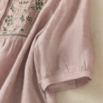 Buddha Stones Casual Embroidery Single Breasted Women's Cotton Linen Shirt - image 16