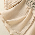 Buddha Stones Casual Embroidery Single Breasted Women's Cotton Linen Shirt - image 25
