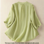 Buddha Stones Casual Embroidery Single Breasted Women's Cotton Linen Shirt - image 2