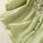 Buddha Stones Casual Embroidery Single Breasted Women's Cotton Linen Shirt - image 7