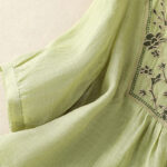 Buddha Stones Casual Embroidery Single Breasted Women's Cotton Linen Shirt - image 9