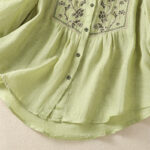 Buddha Stones Casual Embroidery Single Breasted Women's Cotton Linen Shirt - image 6