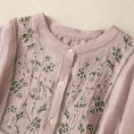 Buddha Stones Casual Embroidery Single Breasted Women's Cotton Linen Shirt - image 12