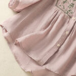 Buddha Stones Casual Embroidery Single Breasted Women's Cotton Linen Shirt - image 17