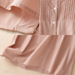 Buddha Stones Summer Pure Color Ruffled Pleated Design Women's Cotton Shirt - image 6