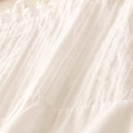 Buddha Stones Summer Pure Color Ruffled Pleated Design Women's Cotton Shirt - image 13