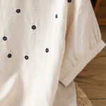 Buddha Stones Vintage Plain Embroided Floral Half Sleeve Women's Cotton T-Shirt - image 19