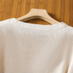Buddha Stones Vintage Plain Embroided Floral Half Sleeve Women's Cotton T-Shirt - image 18
