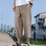 Buddha Stones Casual Woven Bead Waist Rope Men's 7-8 Length Spandex Pants With Pockets - image 14