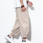 Buddha Stones Casual Striped Men's Cotton 7-8 Length Harem Pants With Pockets - image 3