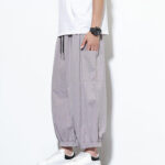 Buddha Stones Casual Striped Men's Cotton 7-8 Length Harem Pants With Pockets - image 13