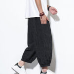 Buddha Stones Casual Striped Men's Cotton 7-8 Length Harem Pants With Pockets - image 36