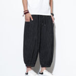 Buddha Stones Casual Striped Men's Cotton 7-8 Length Harem Pants With Pockets - image 32