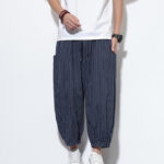 Buddha Stones Casual Striped Men's Cotton 7-8 Length Harem Pants With Pockets - image 45