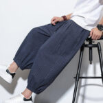 Buddha Stones Casual Striped Men's Cotton 7-8 Length Harem Pants With Pockets - image 46