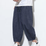 Buddha Stones Casual Striped Men's Cotton 7-8 Length Harem Pants With Pockets - image 43