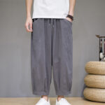 Buddha Stones Casual Plain Men's Cotton 7-8 Length Harem Pants With Pockets - image 3