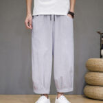 Buddha Stones Casual Plain Men's Cotton 7-8 Length Harem Pants With Pockets - image 14