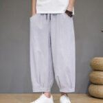 Buddha Stones Casual Plain Men's Cotton 7-8 Length Harem Pants With Pockets - image 11
