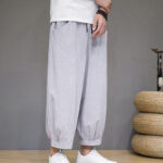 Buddha Stones Casual Plain Men's Cotton 7-8 Length Harem Pants With Pockets - image 15