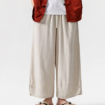 Buddha Stones Casual Loose Frog-Button Plain Men's Cotton Linen 7-8 Length Pants With Pockets - image 7