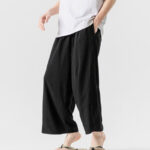 Buddha Stones Casual Loose Frog-Button Plain Men's Cotton Linen 7-8 Length Pants With Pockets - image 20