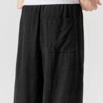 Buddha Stones Casual Loose Frog-Button Plain Men's Cotton Linen 7-8 Length Pants With Pockets - image 27
