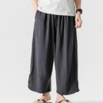 Buddha Stones Casual Loose Frog-Button Plain Men's Cotton Linen 7-8 Length Pants With Pockets - DimGray - US/UK/AU46，EU56 (5XL) - image 28