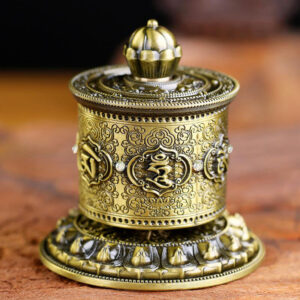 Buddha Stones Tibetan Blessing Prayer Wheel Car Decoration - Bronze - image 1
