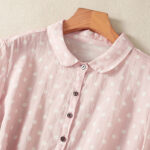 Buddha Stones Spring Polka Dot Button Stand Collar Polyester Midi Dress With Pockets - image 20