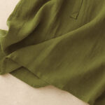 Buddha Stones Spring Plain Crew Neck Lace-up Half Sleeve Cotton Linen Midi Dress - image 11
