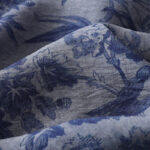 Buddha Stones Flower Leaf Print Frog-Button Half Sleeve Mandarin Collar Cotton Midi Dress - image 7