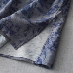 Buddha Stones Flower Leaf Print Frog-Button Half Sleeve Mandarin Collar Cotton Midi Dress - image 8