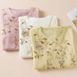 Buddha Stones Embroidered Leaf Crew Neck Half Sleeve Cotton Fiber Midi Dress - image 23