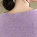 Buddha Stones Casual Plain Frog-Button Crew Neck Three Quarter Sleeve Cotton Midi Dress - image 11
