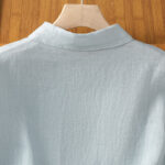 Buddha Stones Summer Plain Color Button Short Sleeve Women's Cotton Shirt - image 6