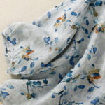 Buddha Stones Blue Floral V-Neck Three Quarter Sleeve Women's Cotton Shirt - image 13