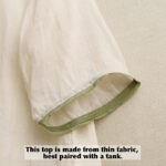 Buddha Stones Beige Floral Green Leaf Embroidery Crew Neck Three Quarter Sleeve Women's Cotton Shirt - image 4