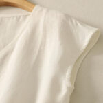Buddha Stones Retro V-Neck Button Design Women's Cotton Sleeveless Vest - image 13